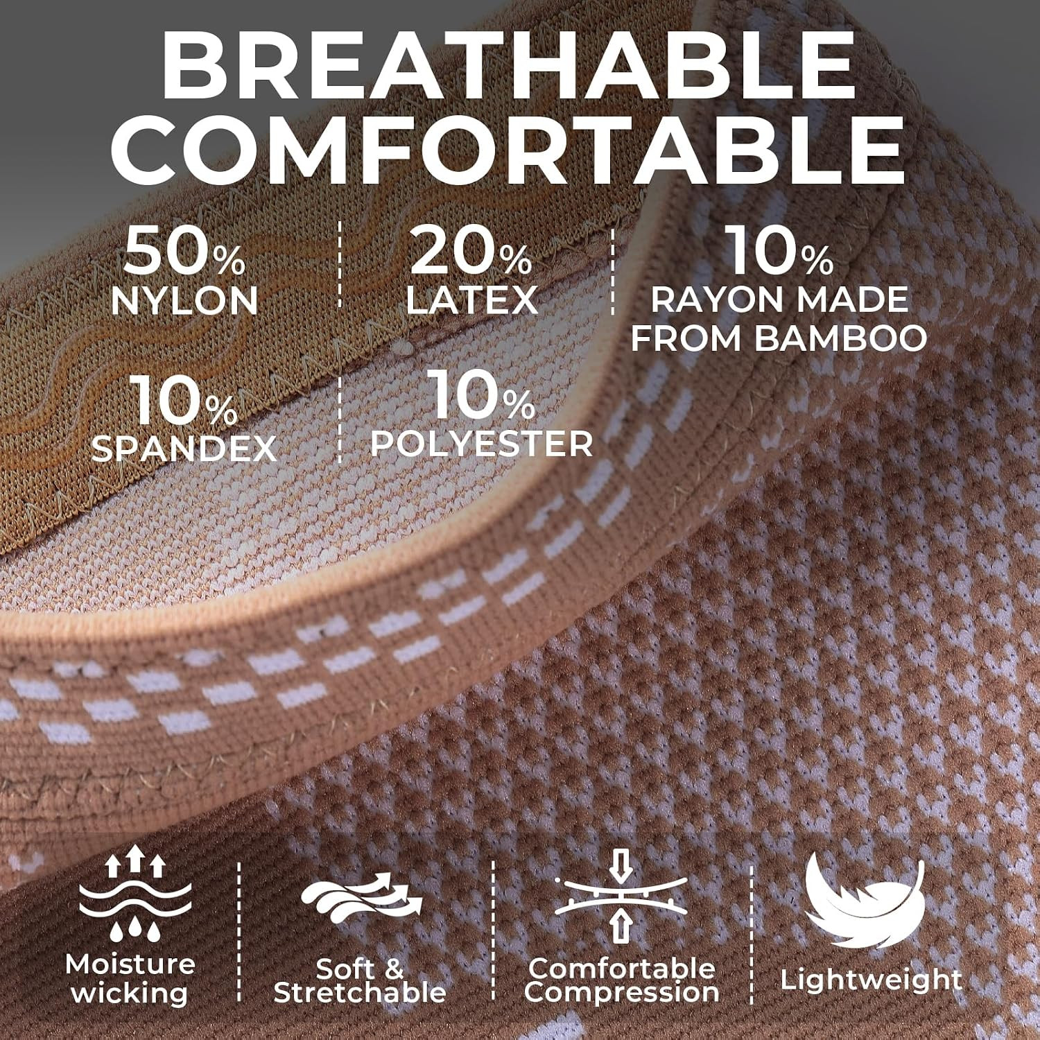 Knee Support Brace – Breathable – Men, Women, Right or Left (Beige Color, Size M
