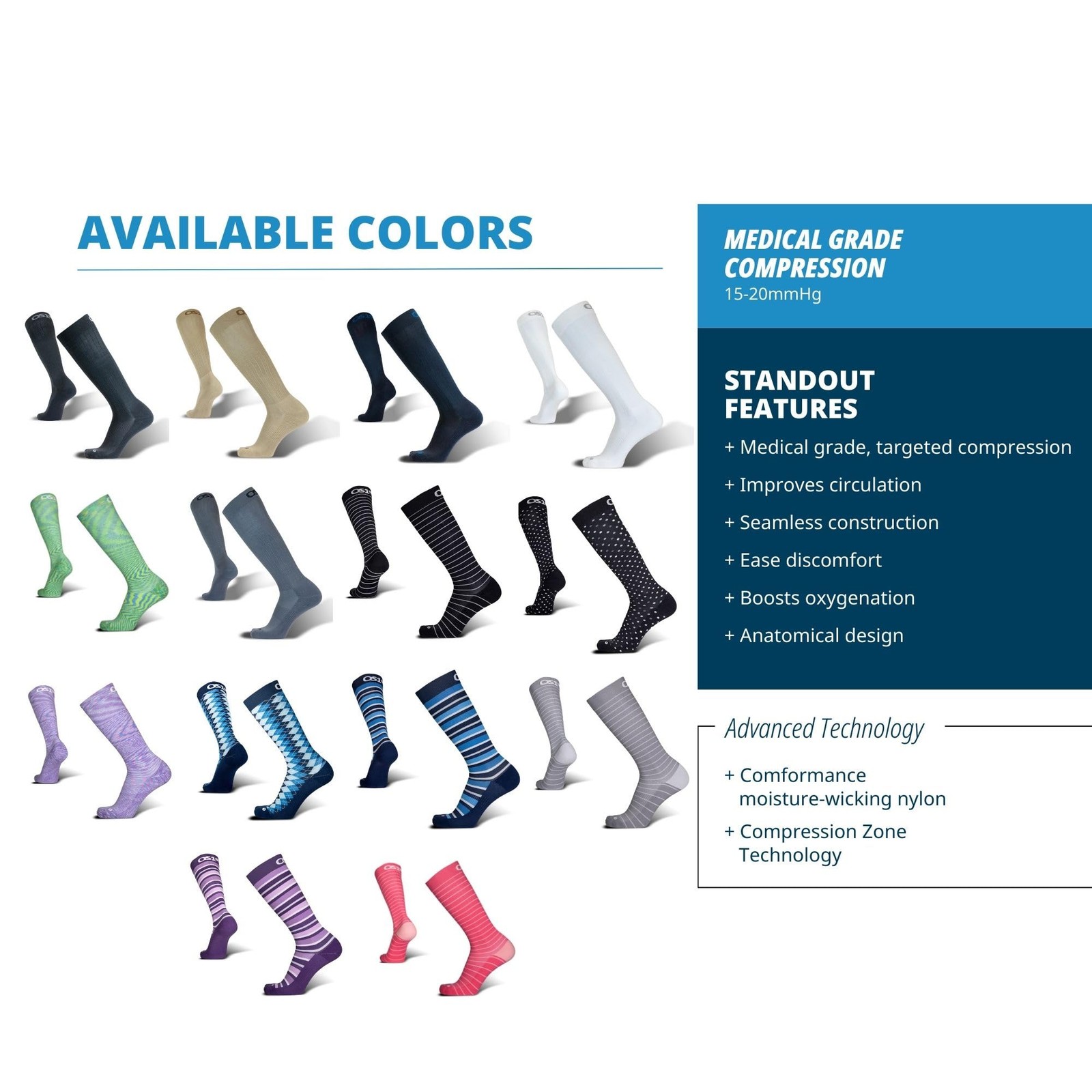 OS1st Wellness Compression Socks for circulation, swelling, Small, Natural
