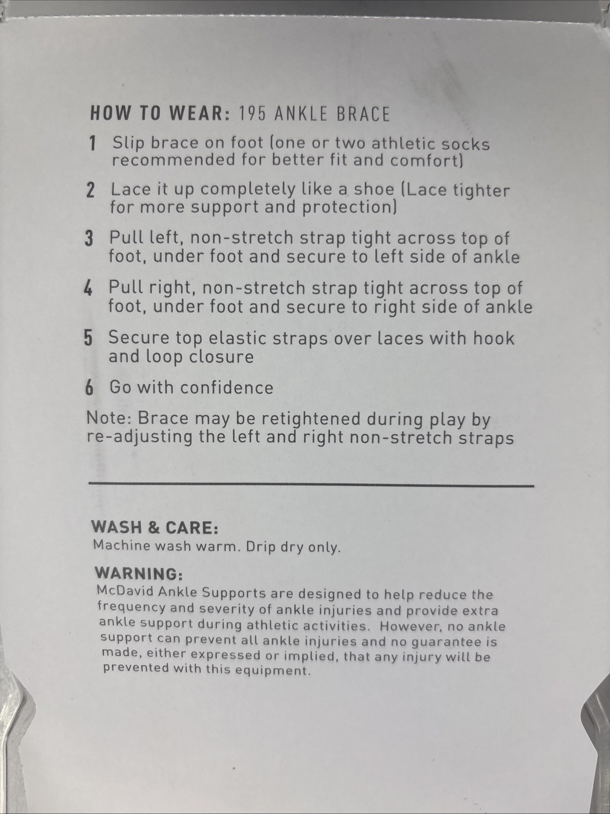 McDavid 195 Ultralight Lvl 3 Ankle Brace W/ Straps Small Mens 8-9 Womens 9-10