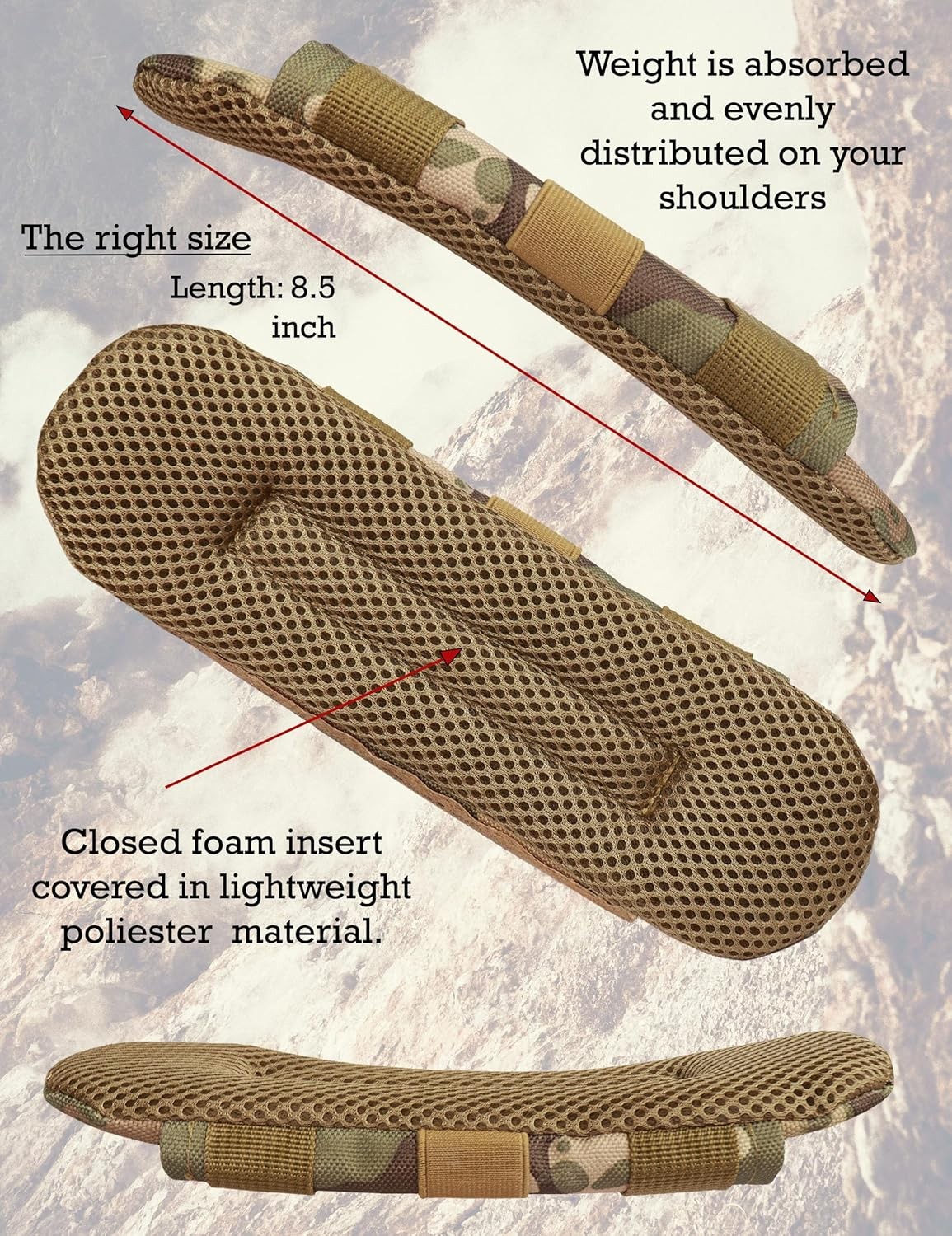 Shoulder Strap Pad for Optimal Weight Distribution, Plate Carrier Shoulder Pads