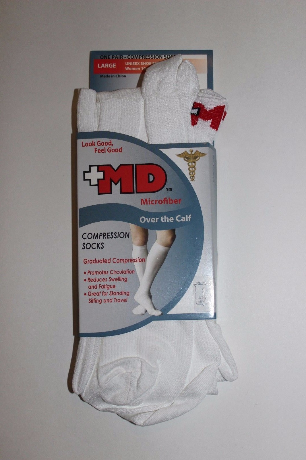 +MD PlusMD Microfiber Over the Calf Compression Socks Black White