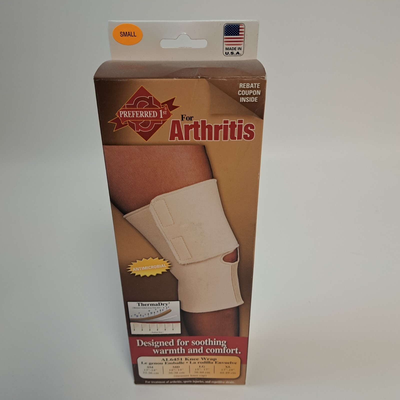 SMALL 13″-14″ ThermalDry 3-Layers Support Knee Wrap Brace Arthritis Pain Relief