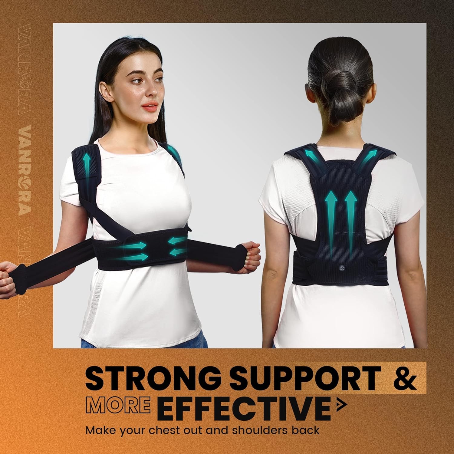 VANRORA Posture Corrector for Women and Men, Back Brace Fully Adjustable Small/M