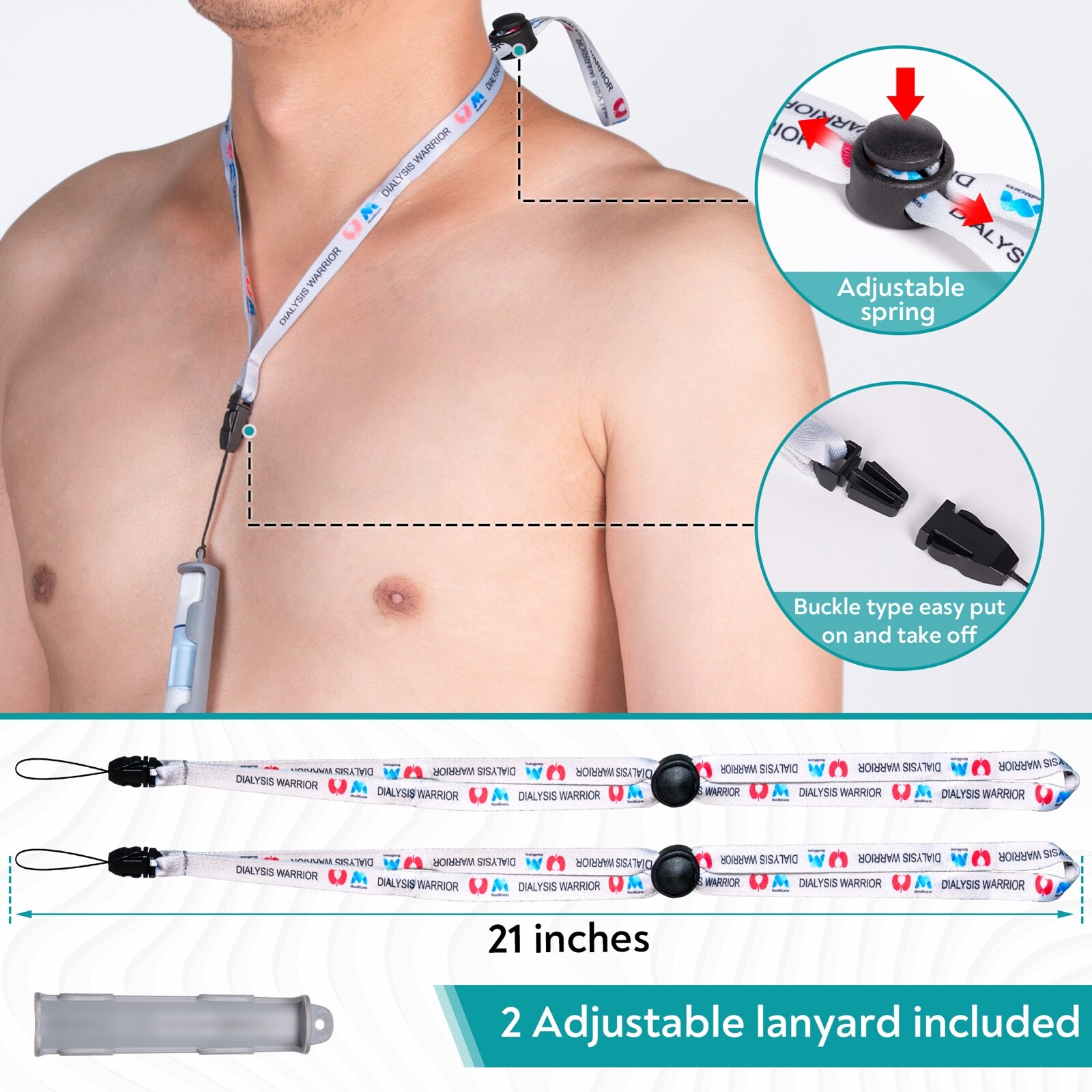 Peritoneal Dialysis Transfer Set Holder for Baxter 2 Lanyard PD Belt Accessories