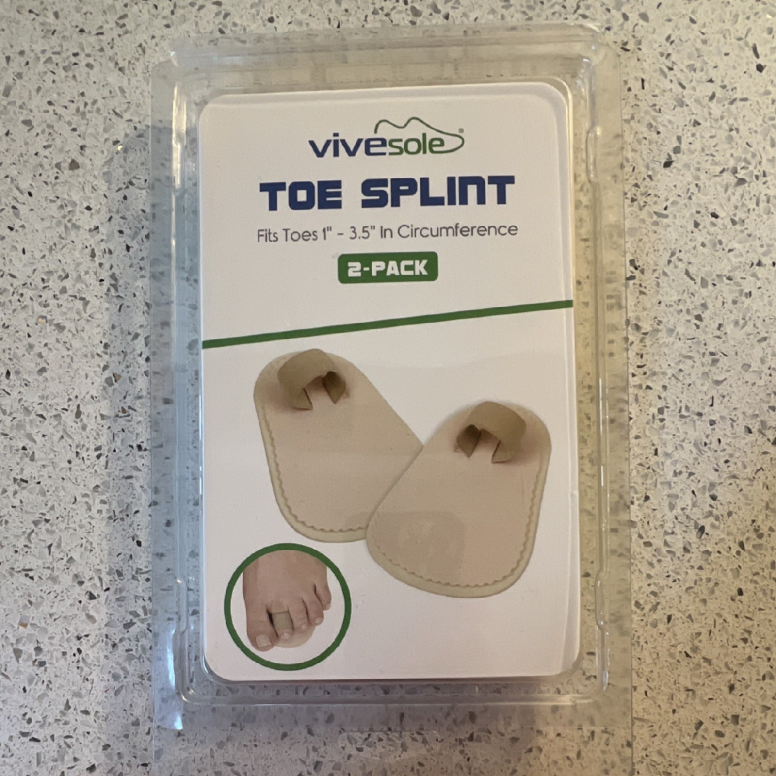 ViveSole Toe Splint 2-Pack Adjustable Dual Cushioned Pad Fits 1″-3.5″ Beige