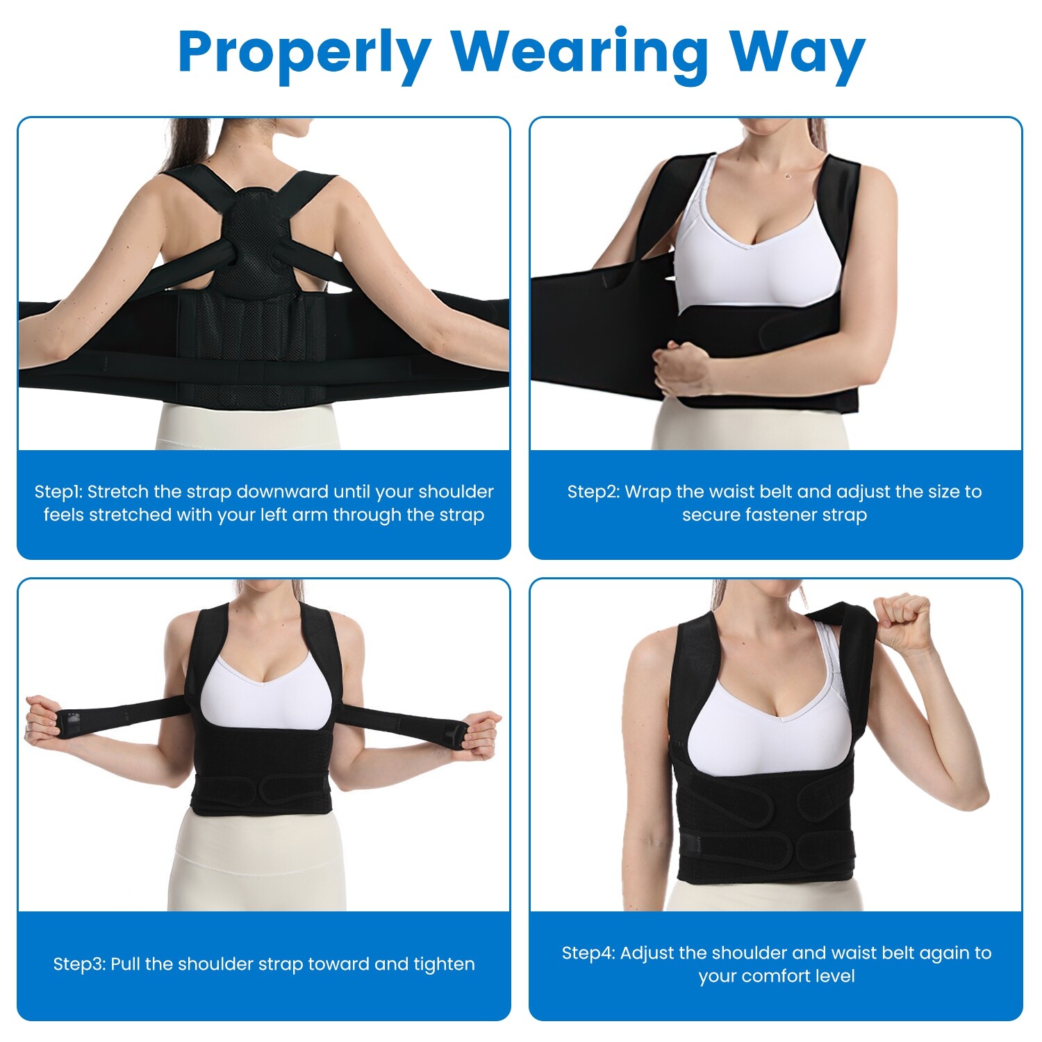 Back Brace Posture Corrector Shoulder Straightener Upper Lower Back
