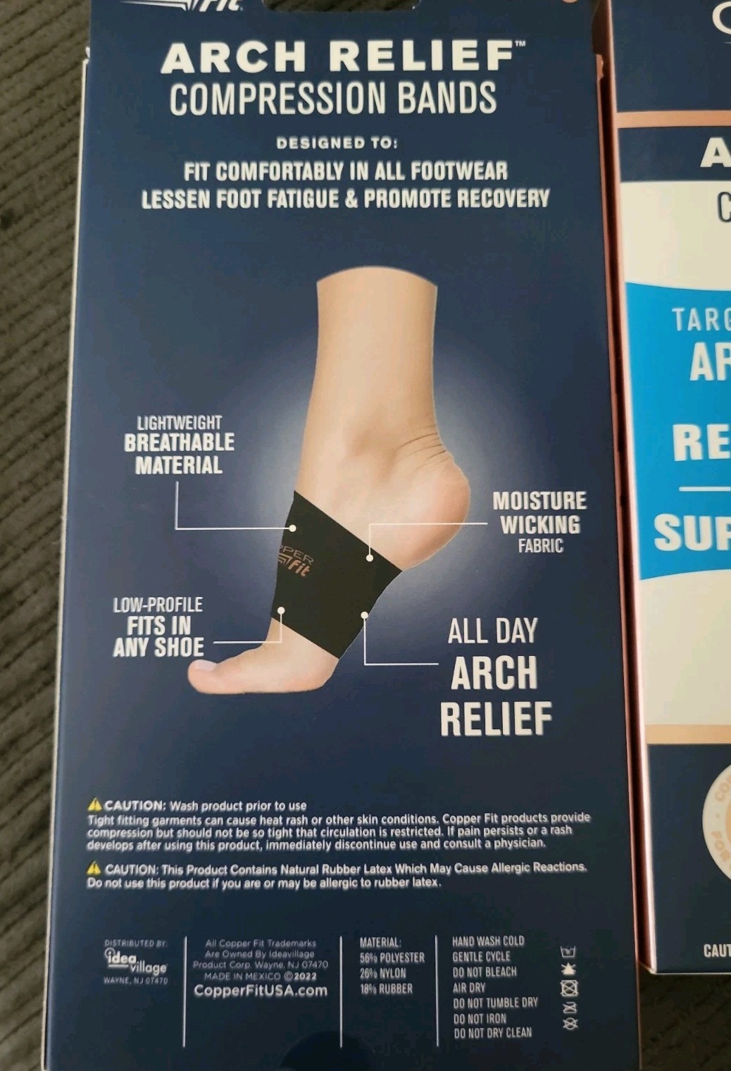 (3) Copper Fit Arch Relief Compression Bands One Size