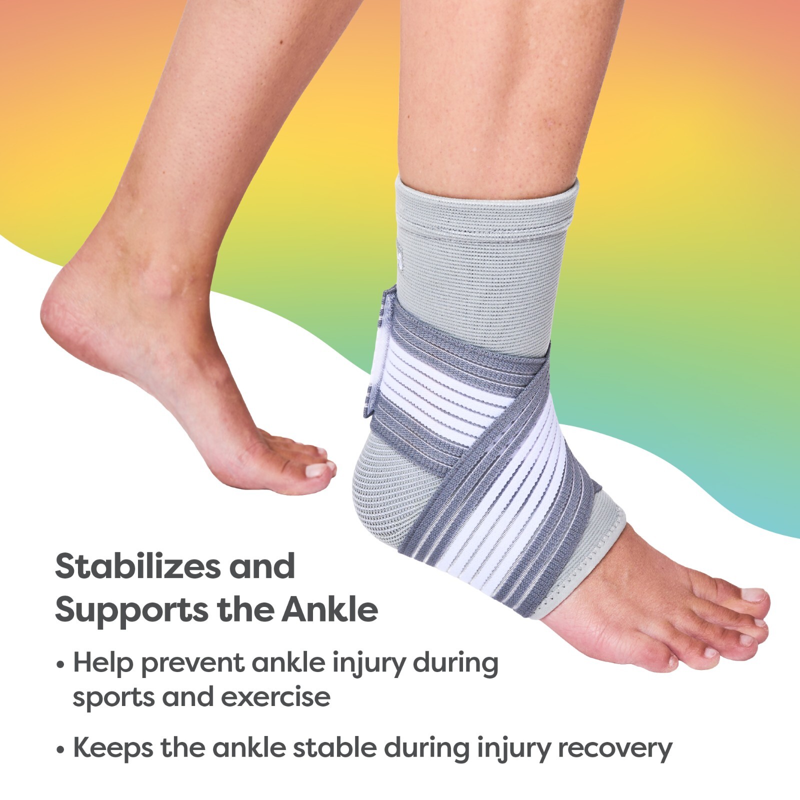 ZenToes Ankle Support Brace Sleeve Adjustable Compression Strap Wide Width Green