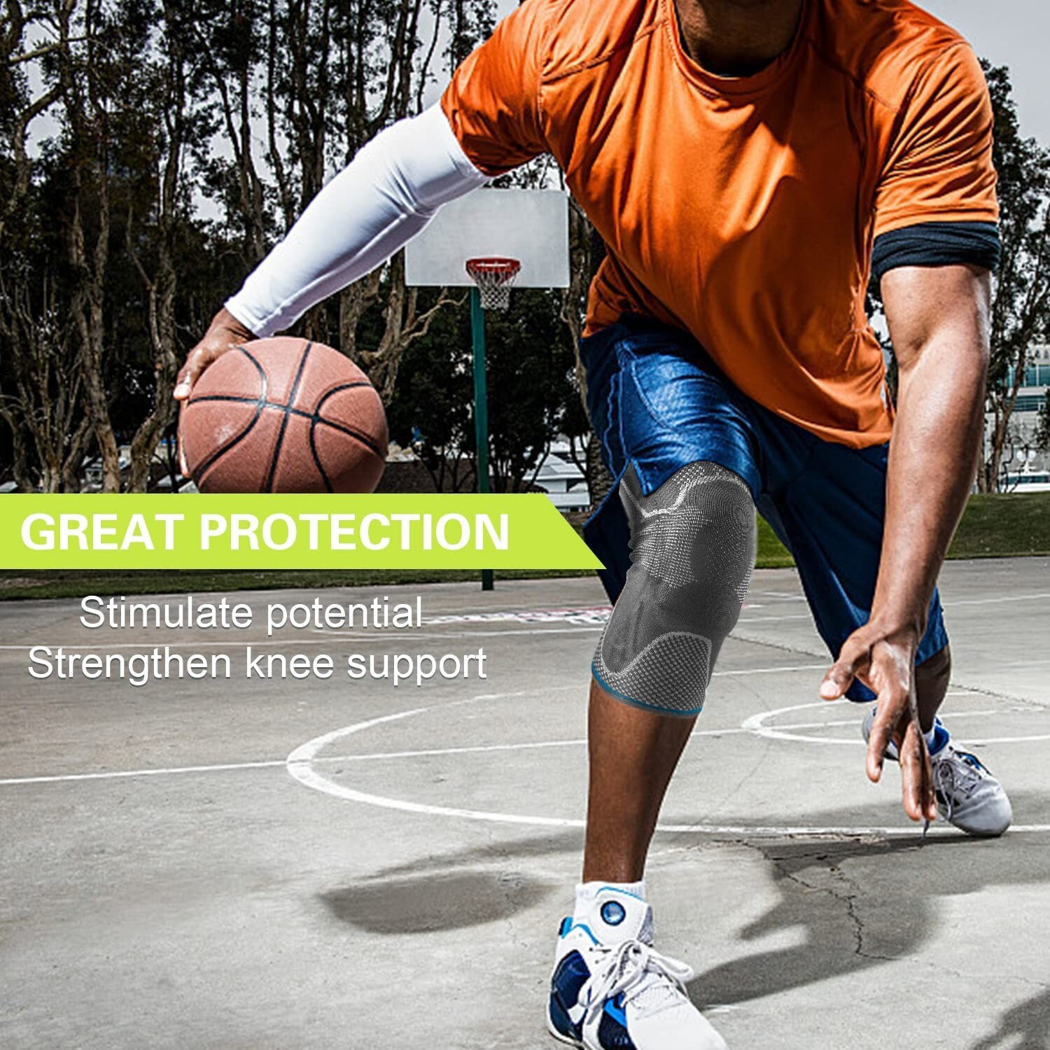 SOOVERKI Knee Brace, Knee Compression Sleeve Support with Patella Gel Pads-XL-