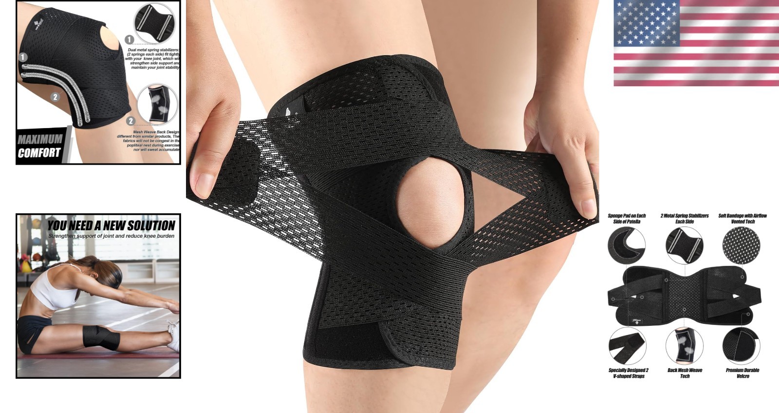 XX-Large Knee Support with Metal Spring Stabilizers