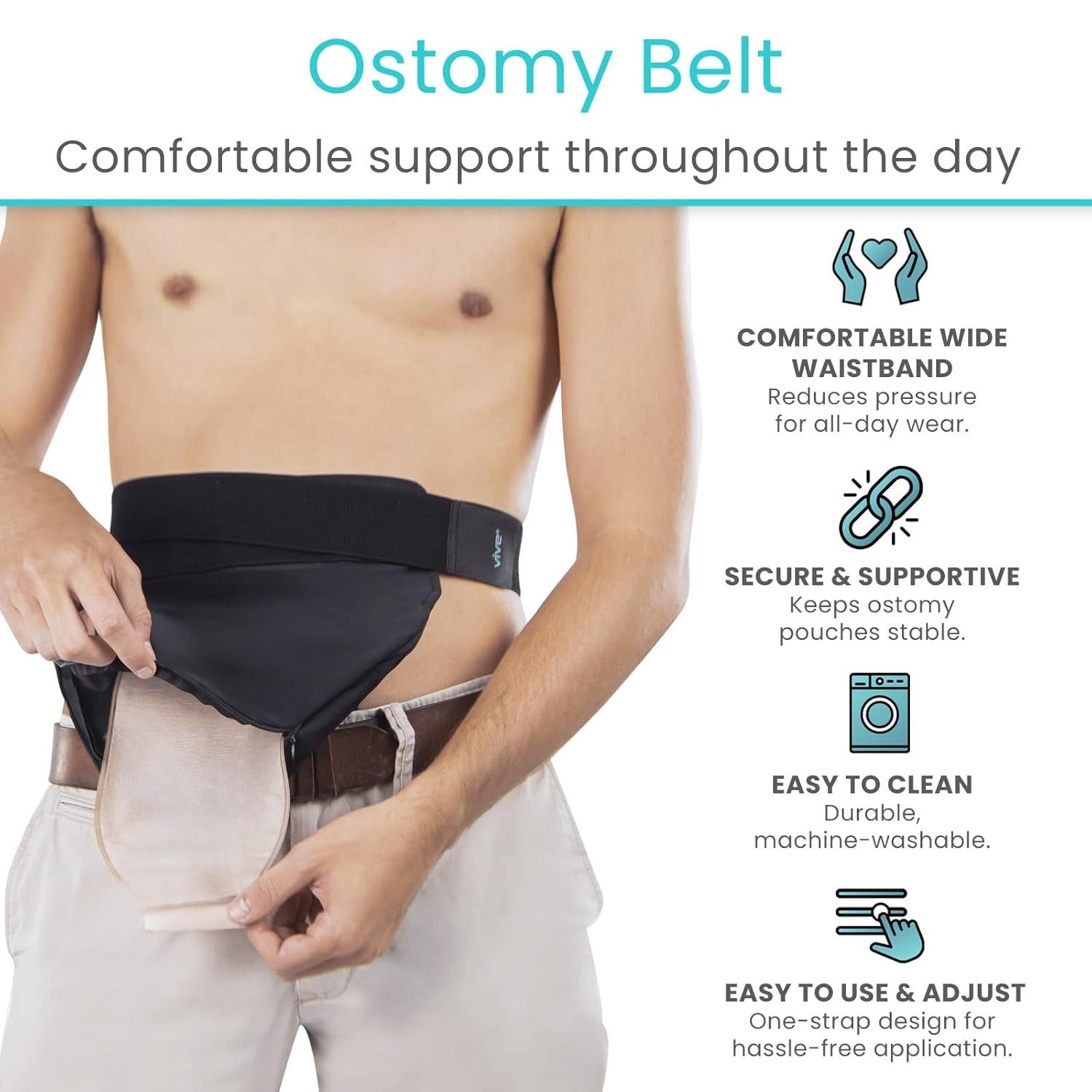 Ostomy Belt for Men & Women – Adjustable Belt for Colostomy, Ileostomy, Urostomy