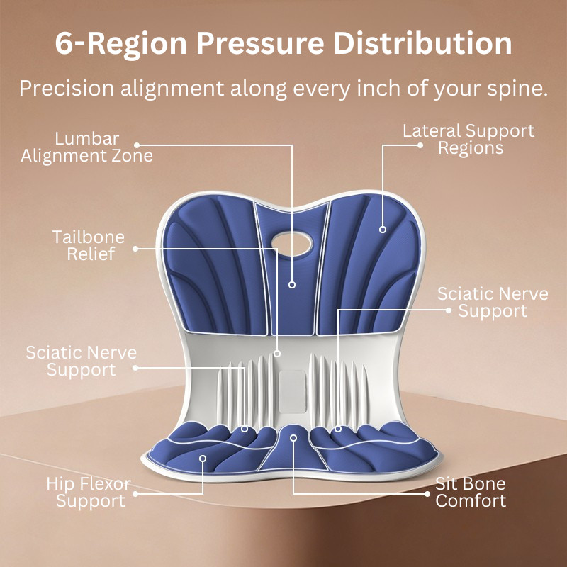 Blue Ergonomic Lumbar Support | Back Support with 6-Region Pressure Reliever