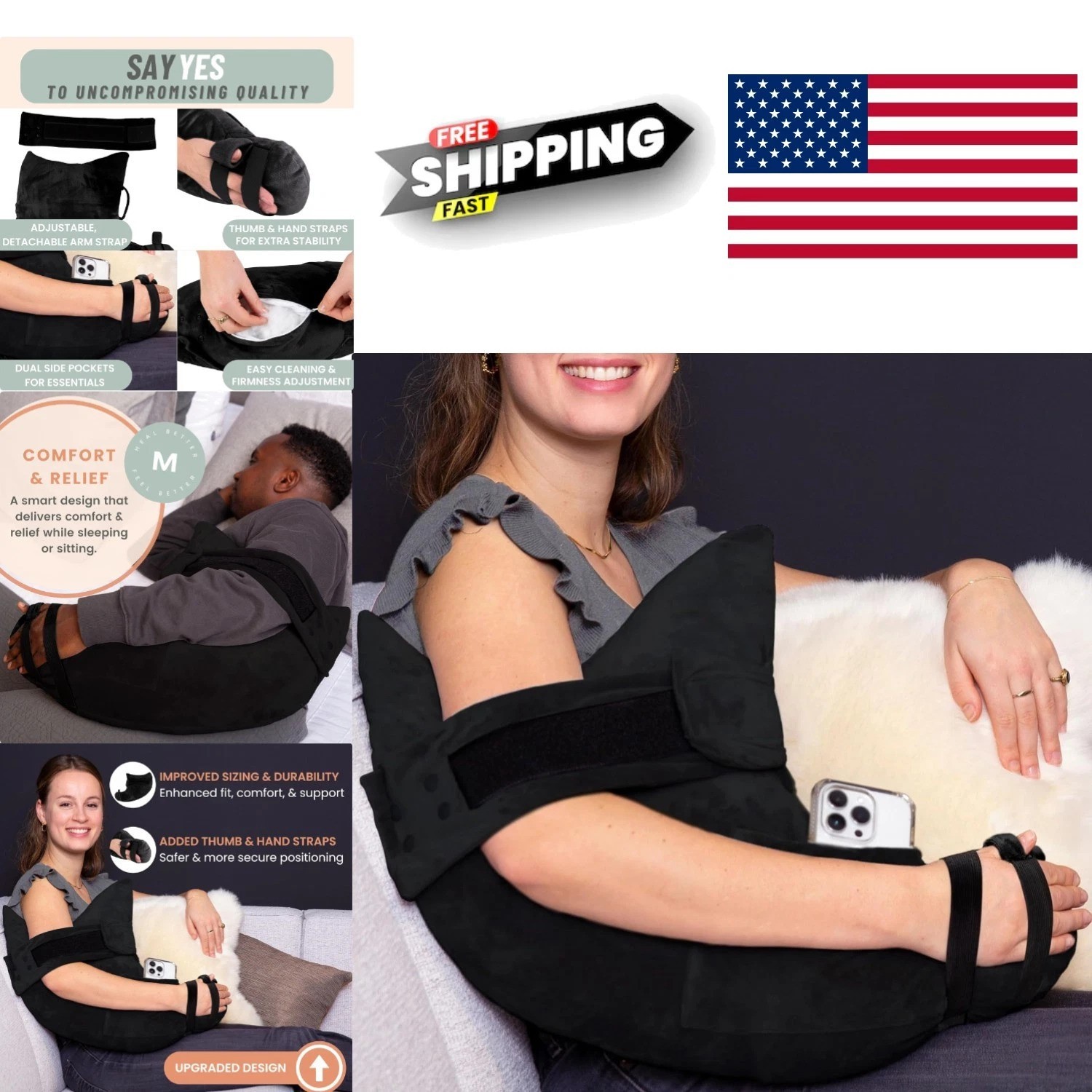 Adjustable Arm Support Pillow for Sleeping with Machine Washable Polyester Cover