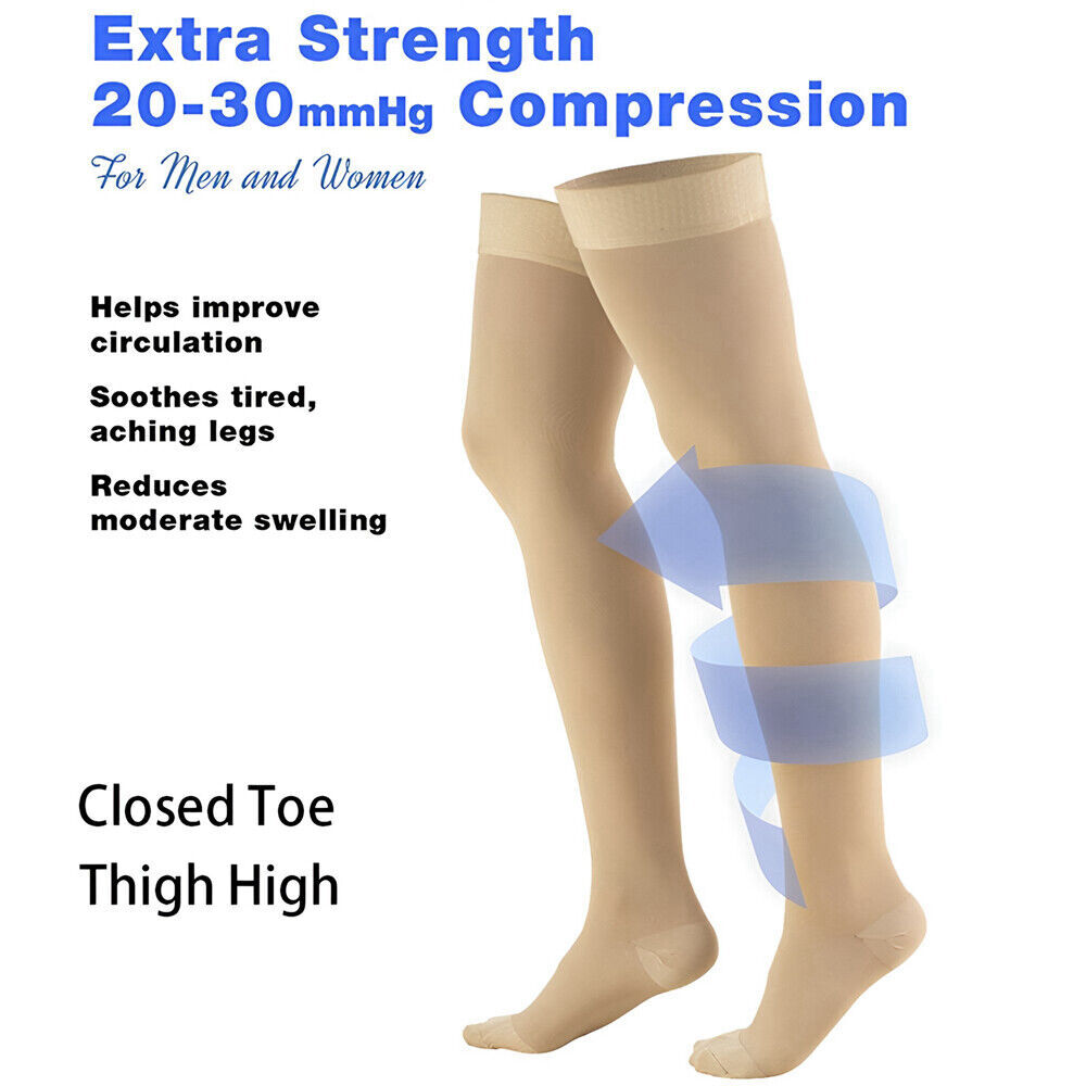Opaque Thigh High Compression Stockings 20-30mmHg Therapeutic Firm Support