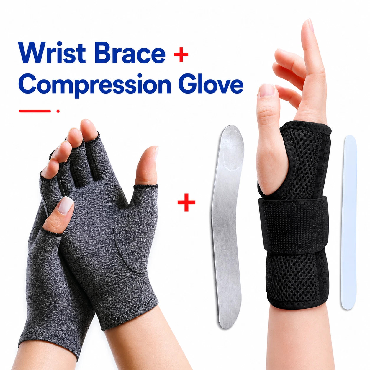 Carpal Tunnel Wrist Brace & Compression Glove Hand Splint Arthritis Pain Relief