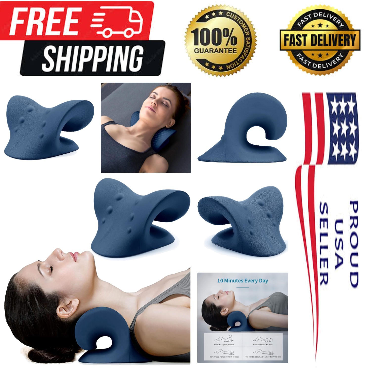 Memory Foam Neck Stretcher & Cervical Traction Pillow for TMJ & Spine Support