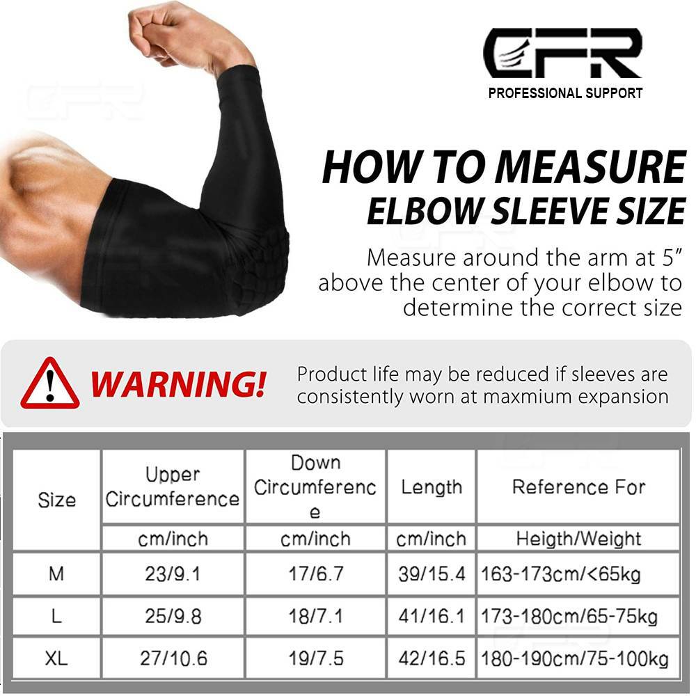 Compression Sleeve Arm Elbow Support Brace Joint Honeycomb Pad Arthritis Workout