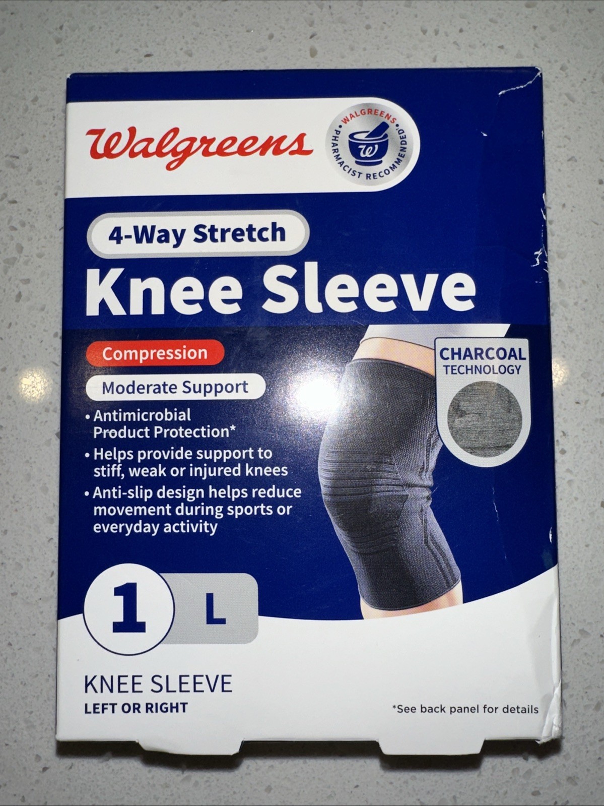 NIP Walgreens 4-Way Stretch Compression Knee Sleeve ~ Moderate Support ~ Size L