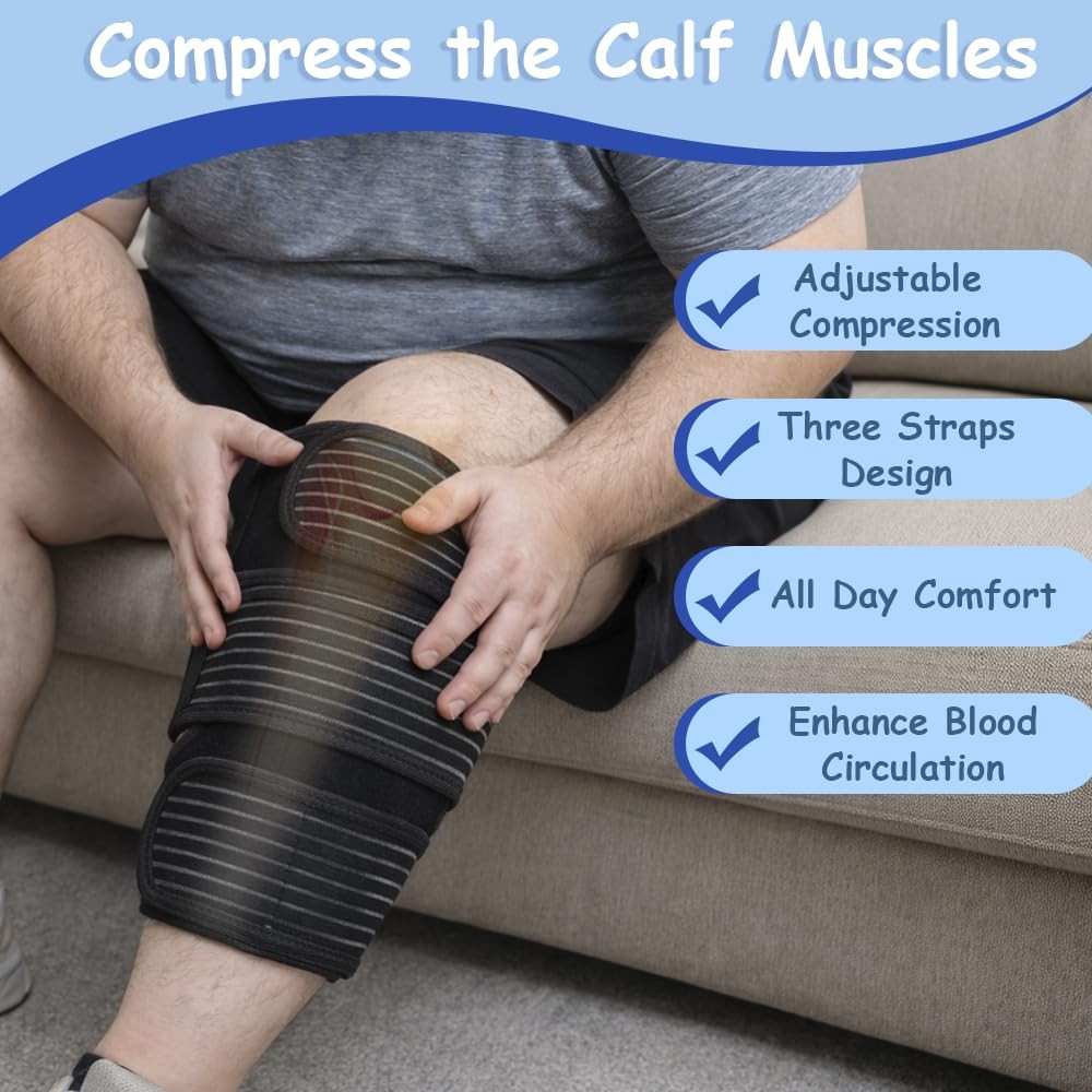 Calf Compression Sleeve, Plus Size for Swelling & Edema, Black