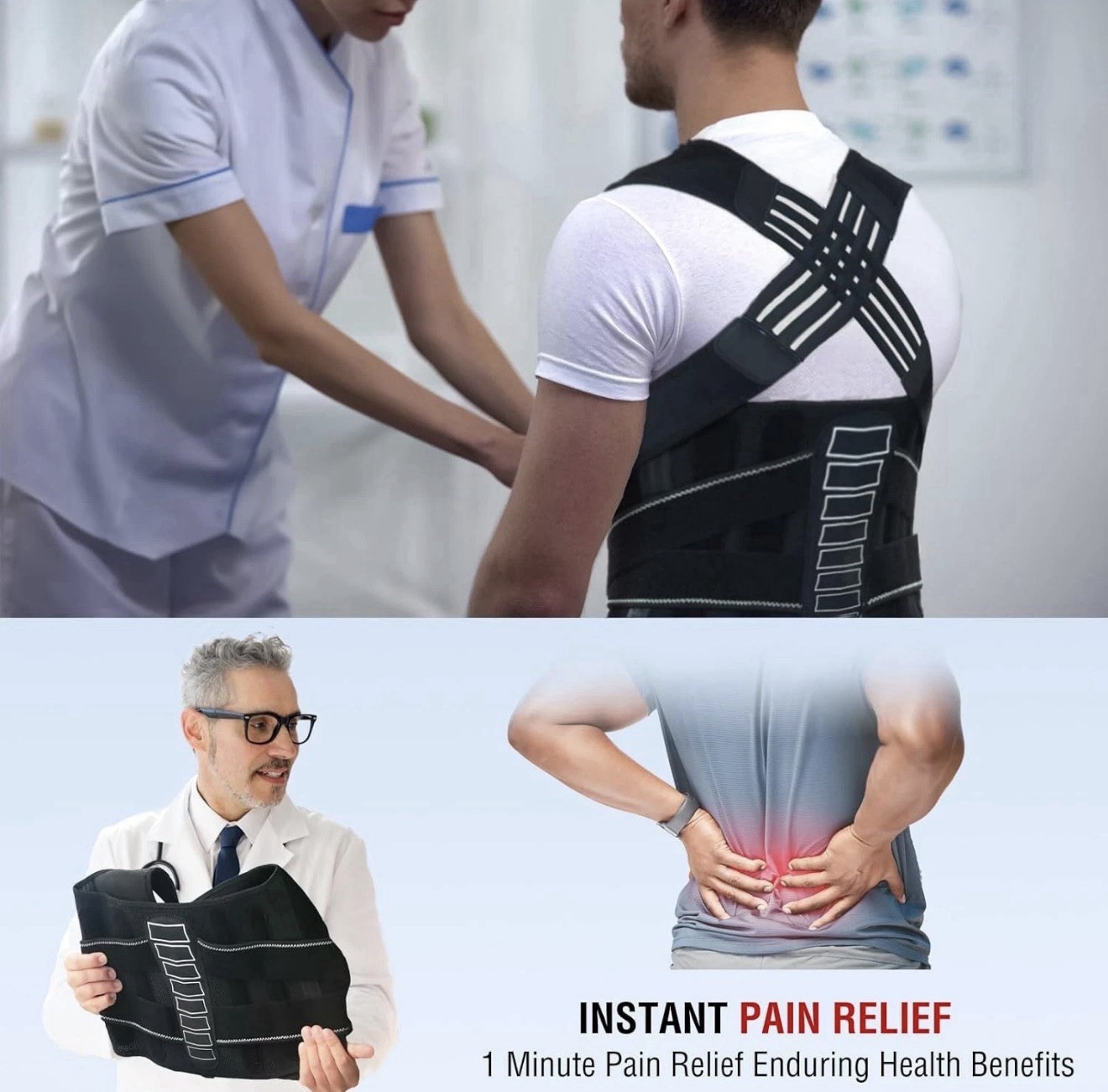 NEW~ Enthra Back Brace Posture Corrector Lower Back Pain Spine Vertica Medium