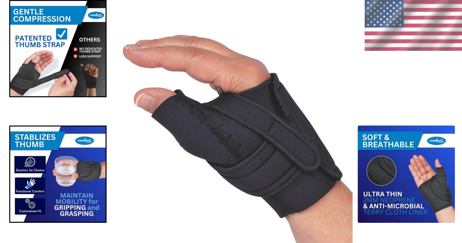 Soft Neoprene Thumb Support – CMC Brace for Tendinitis & Arthritis – Right Hand
