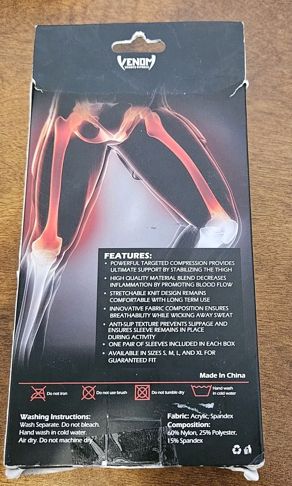 Venom Sports Fitness Thigh Compression Sleeves for Men and Women (Pair) Medium