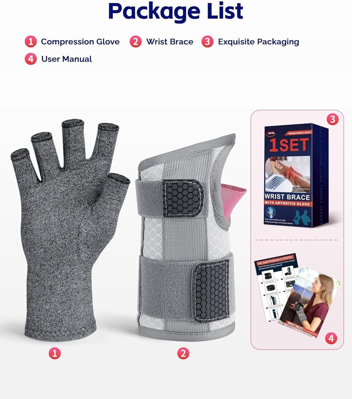 Women’s Arthritis Glove & Carpal Tunnel Wrist Brace Set