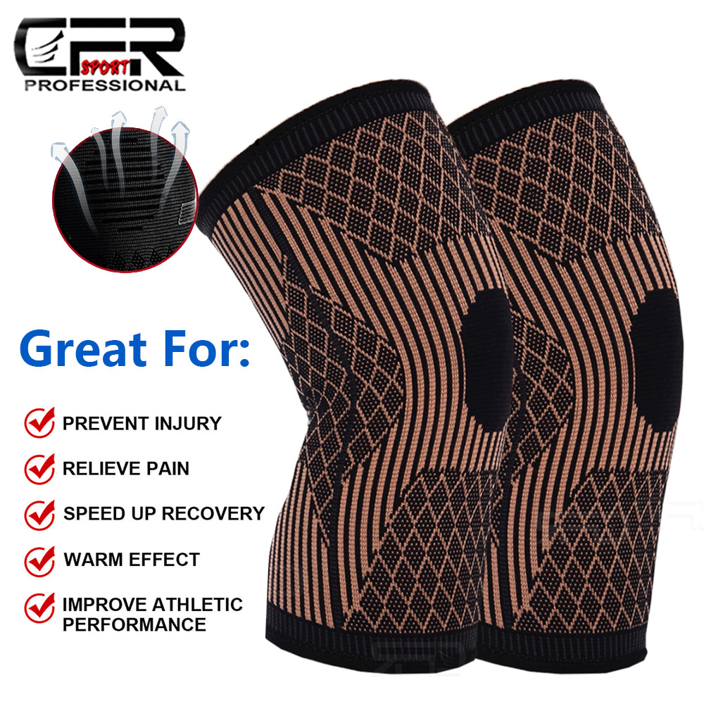 Knee Sleeves Copper Compression Brace Support Sport Arthritis Joint Injury Pain