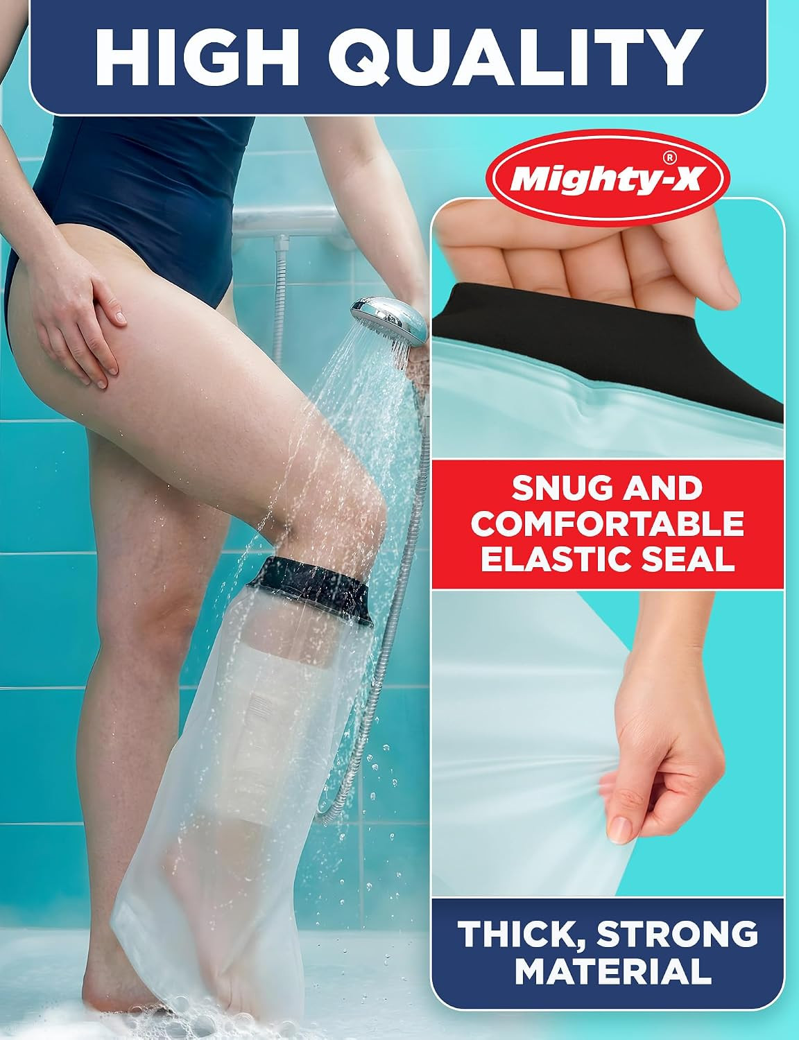 100% Waterproof Cast Covers for Shower Leg – Tight Seal – Reusable Adult Half