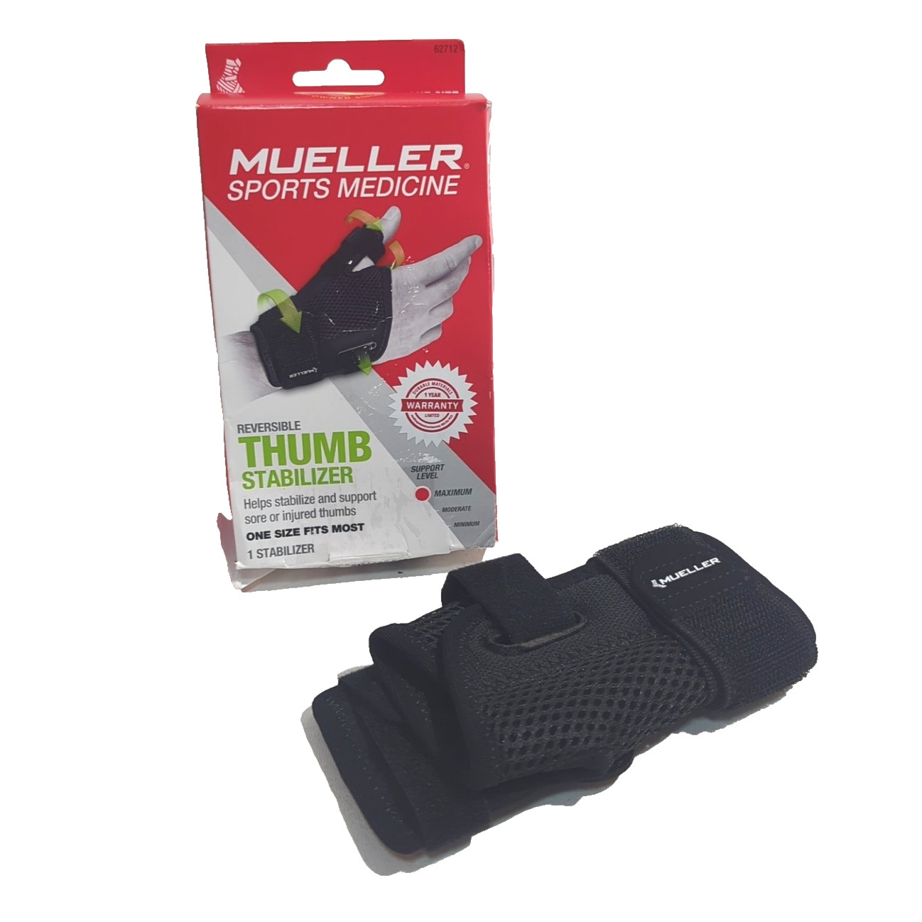 Muellet Sports Medicine Reversible Thumb Stabilizer One Size Fits Most Black
