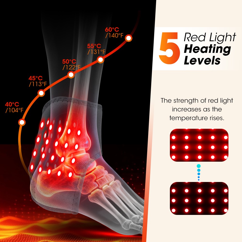 2Pcs Red Light Therapy Ankle Massager Pain Relief 3 Vibration Modes 5 Heat Level