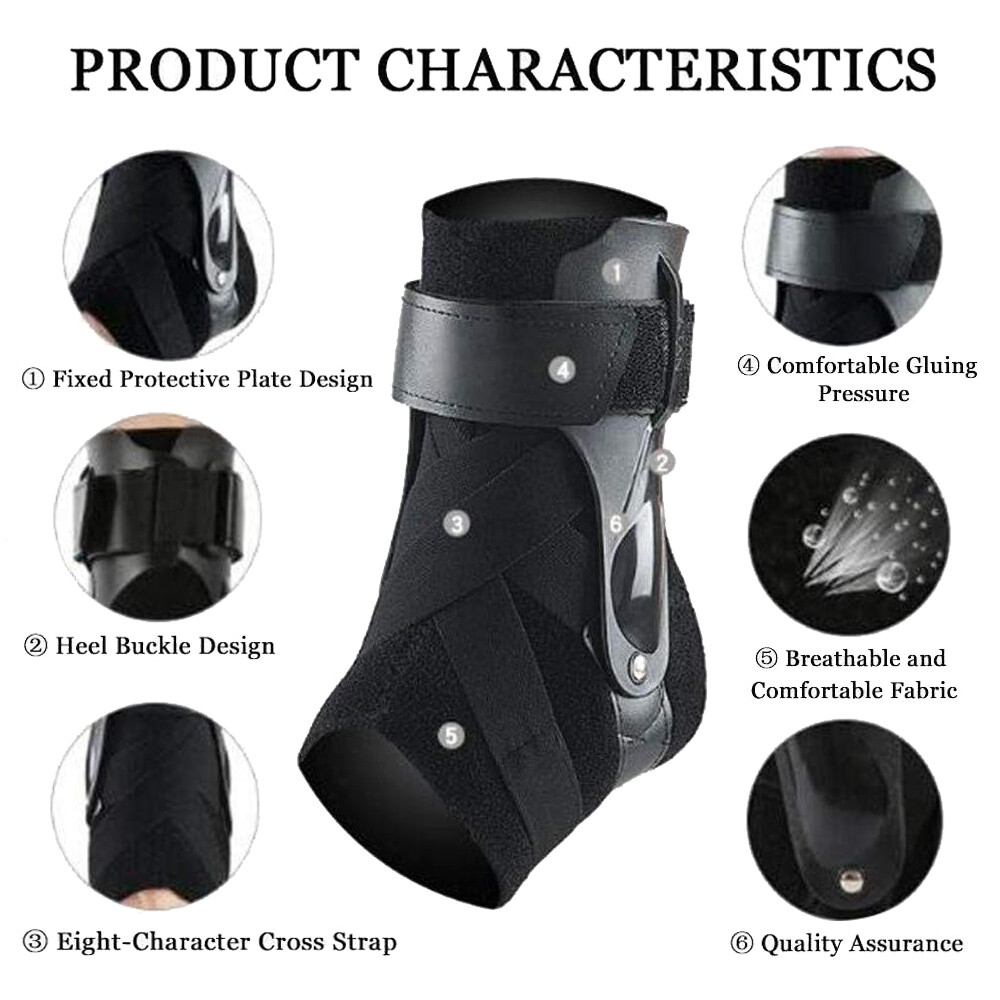 Double Protective Plate Ankle Brace Sports Sprain Recovery Device Support Unisex