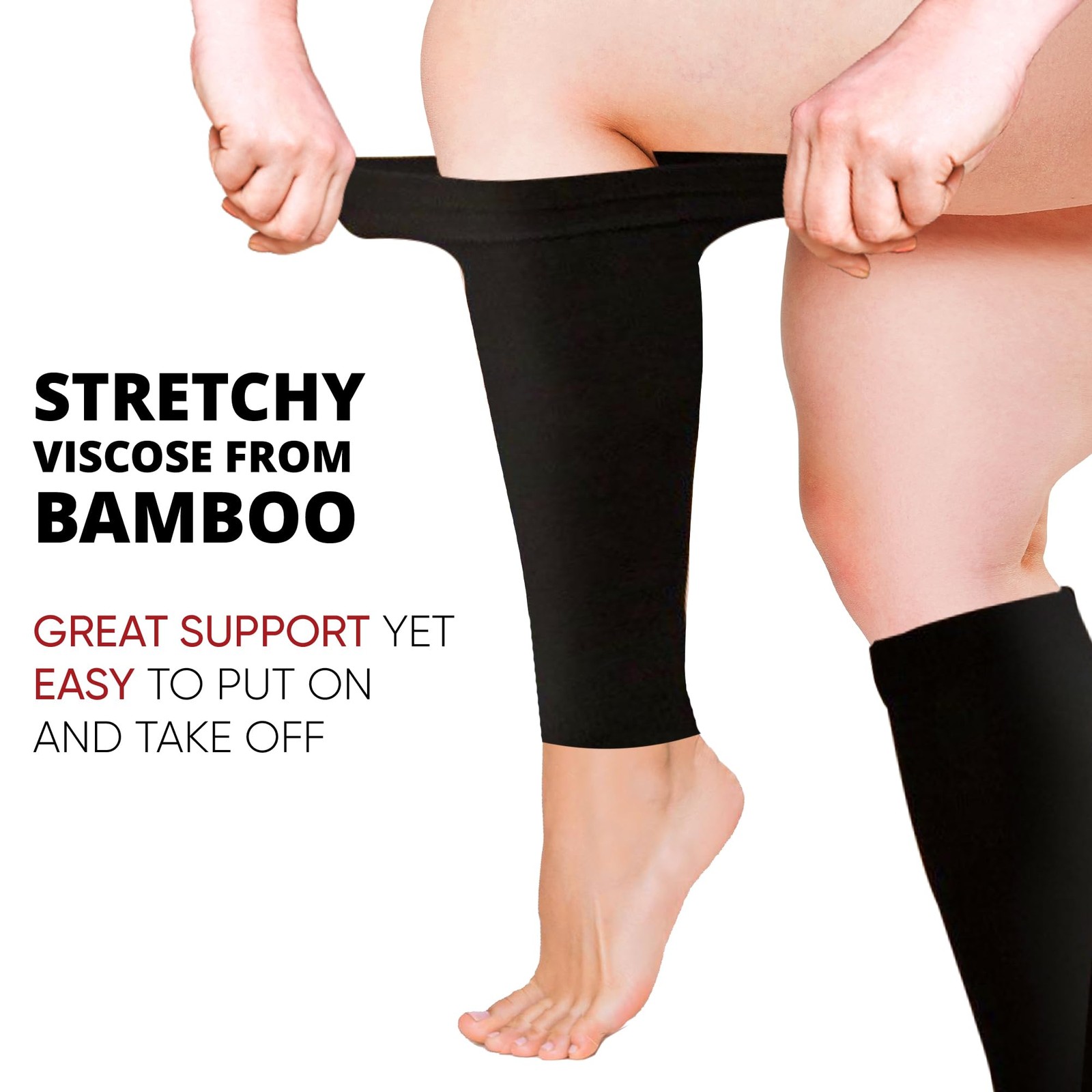 BAMS Plus Size Calf Compression Sleeve for Women & Men, 3X-Large, Black