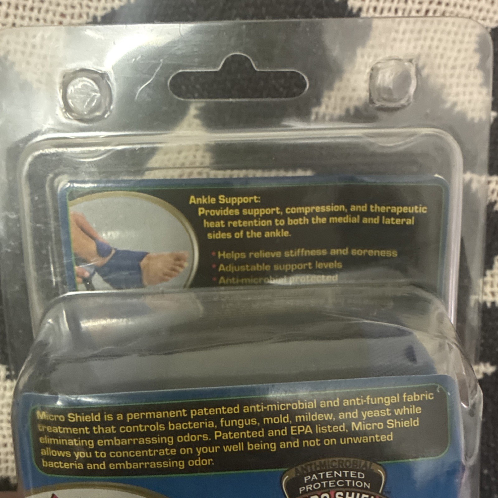 Franklin Antimicrobial Adjustable Ankle Support Brace Compression Blue One Size