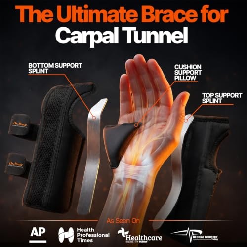 Adjustable Wrist Brace Night Support for Carpal Small/Medium (Left Hand) Black