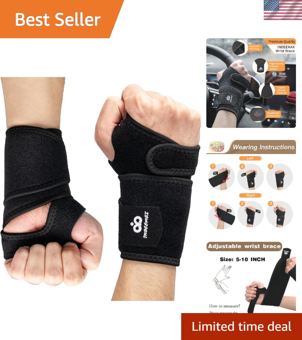 2 Pack Copper Wrist Brace Support for Carpal Tunnel, Pain Relief, Arthritis, …
