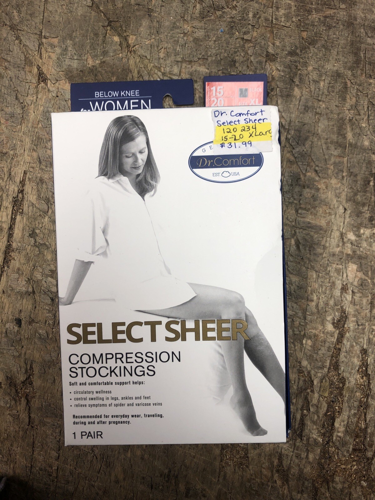 Dr Comfort Select Sheer 15-20mmHg Below Knee Women Compression Stocking Black XL