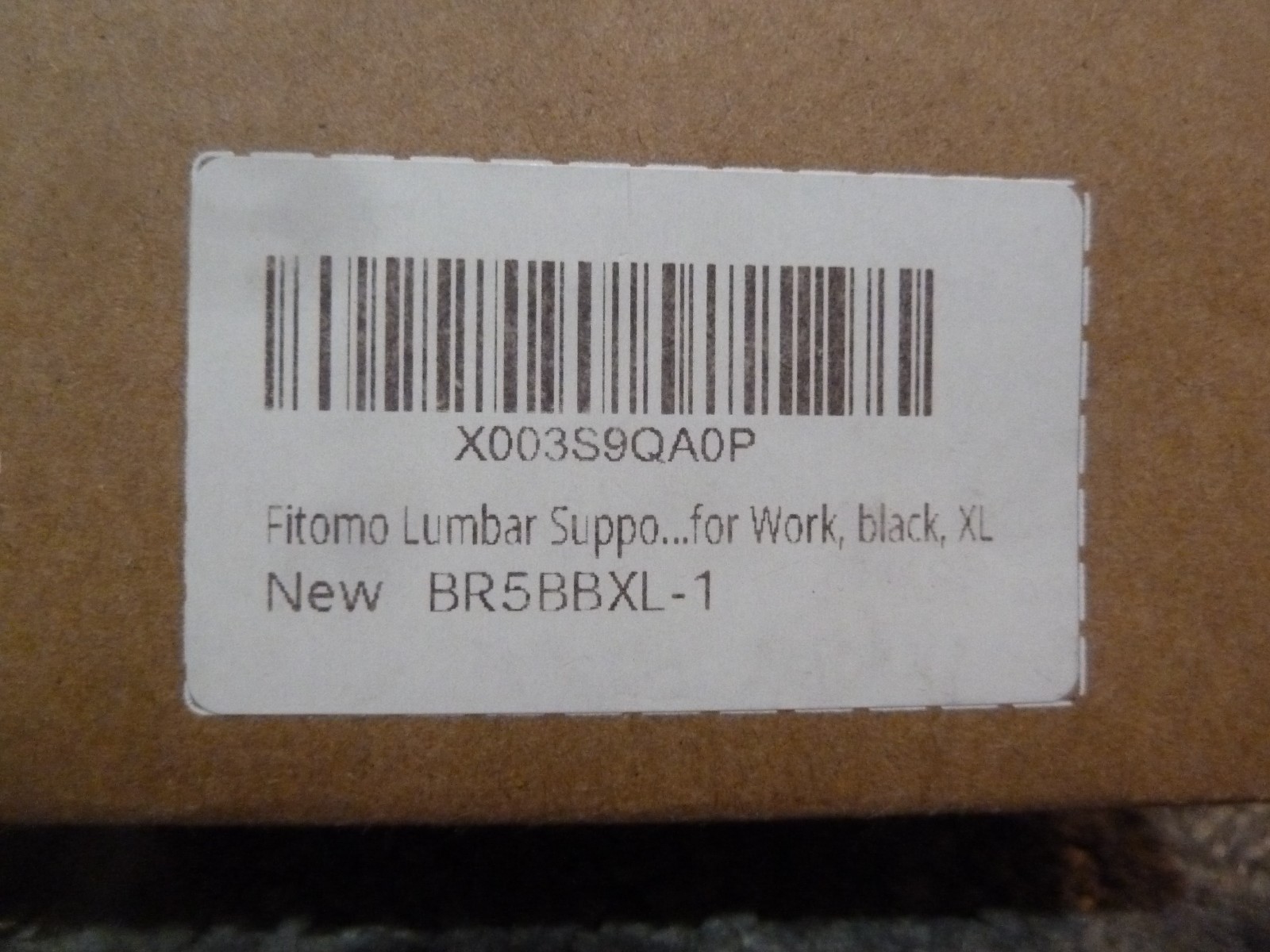 Fitomo Back Brace Hook And Loop Adjustable XL Black BR5BBXL-1 BRAND NEW SEALED