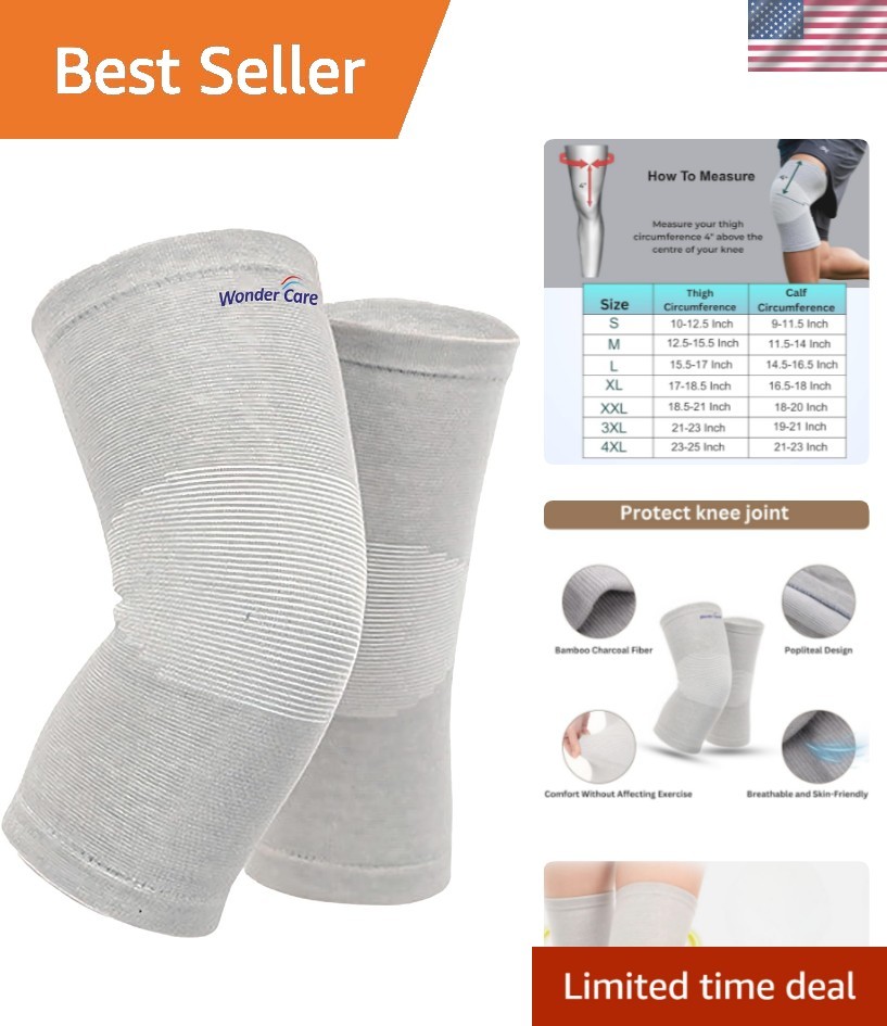 2-Pack Bamboo Knee Compression Sleeve for Men and Women, Compression Knee Sle…