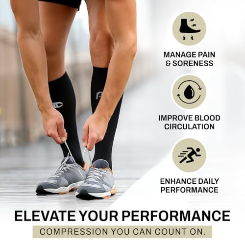 PRO Compression Running Marathon Unisex Adult Black Knee High Socks