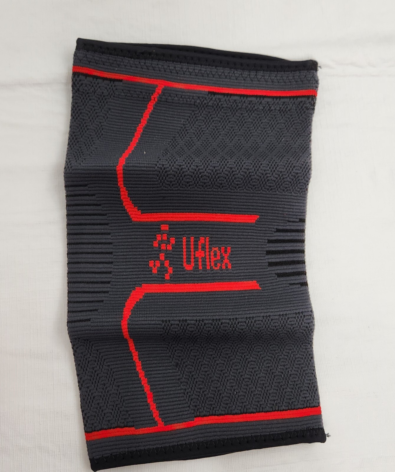 Knee Sleeve Gray Red Compression Unisex Adults One Piece Medium