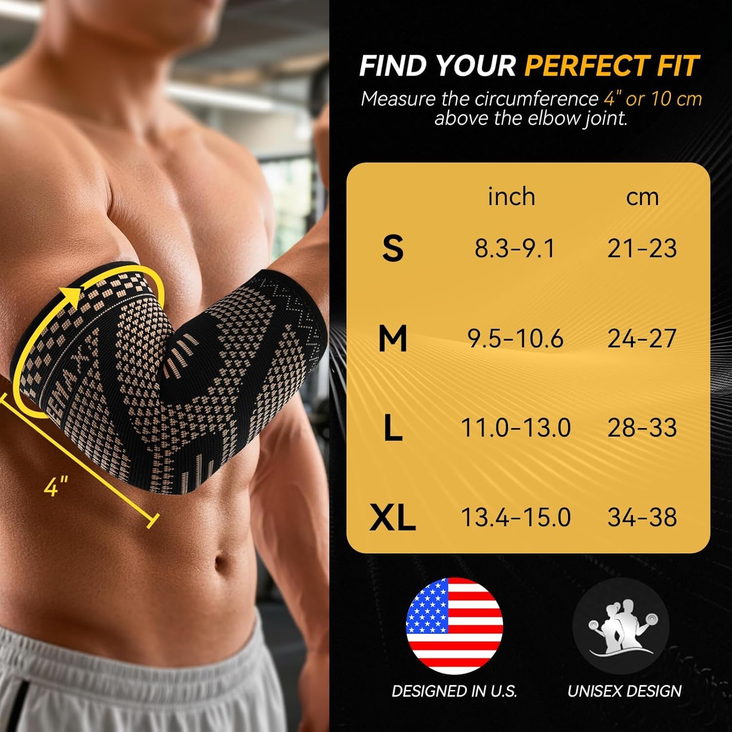 INDEEMAX Copper Elbow Compression Sleeve, 2 Pack Size S
