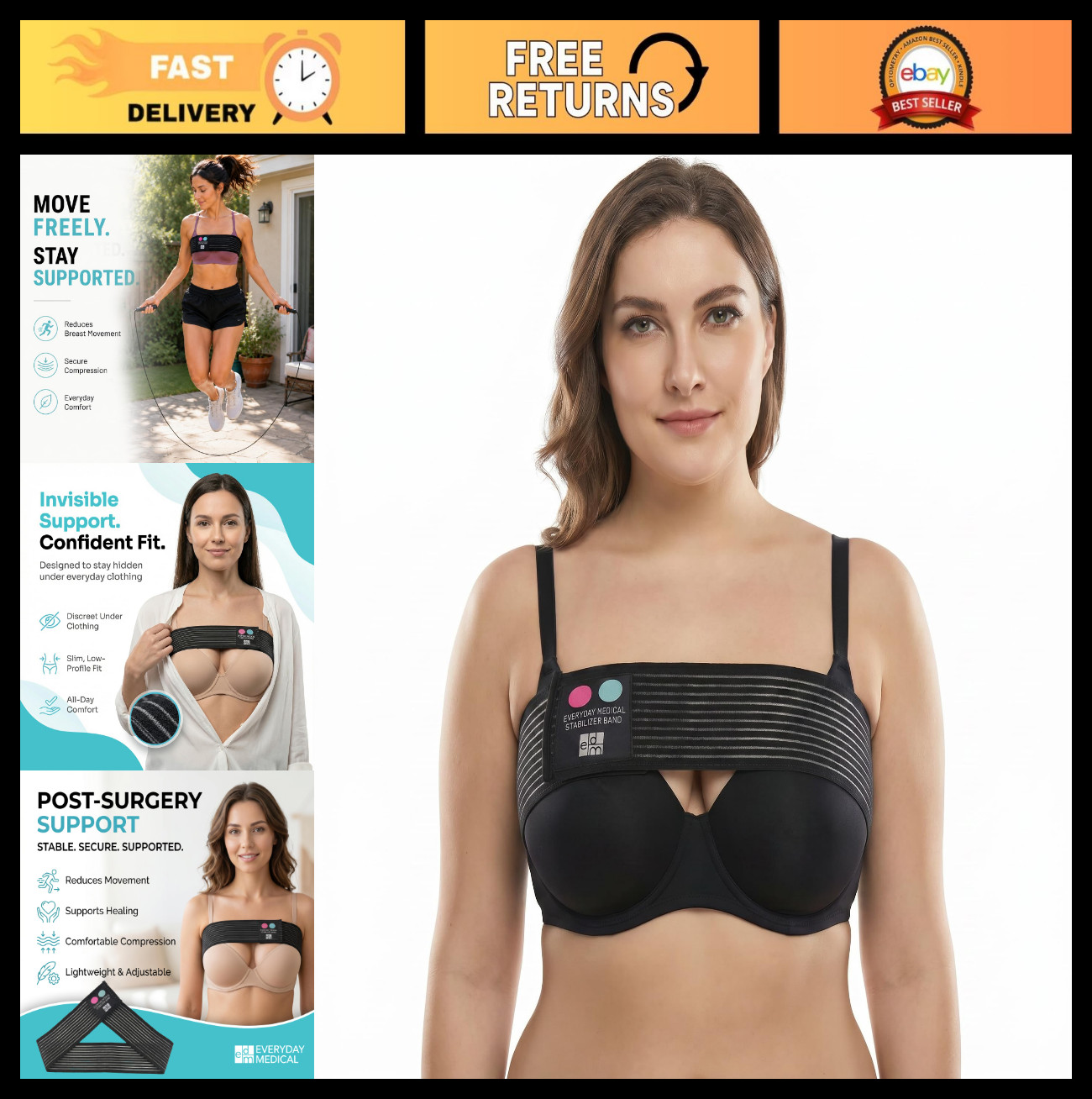 Post-Surgery Breast Implant Stabilizer Band | Chest Support Strap | One Size Fit