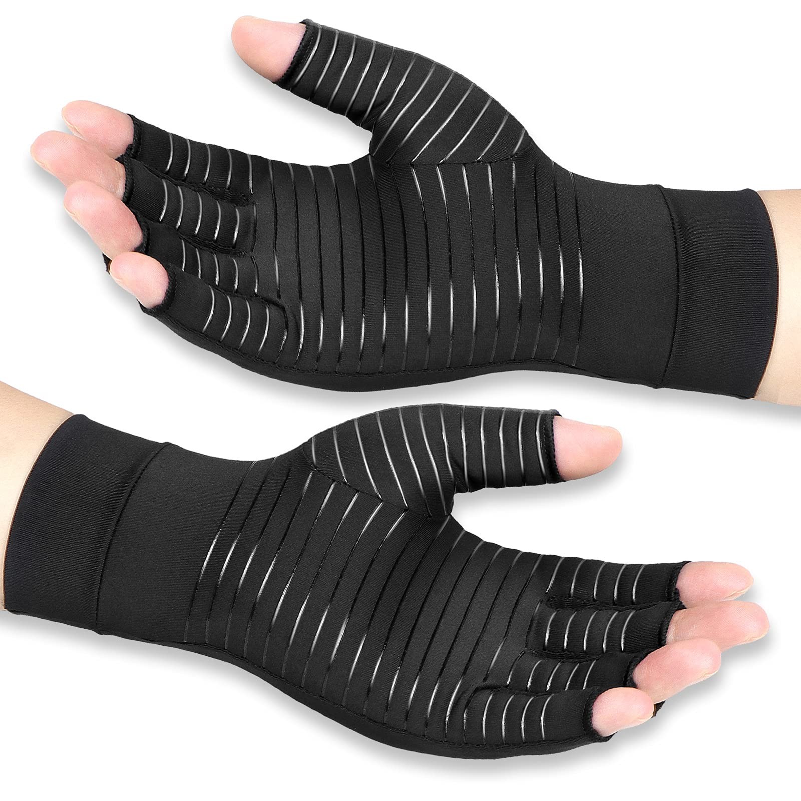 Arthritis Gloves|Copper Infused Compression Gloves|Fingerless