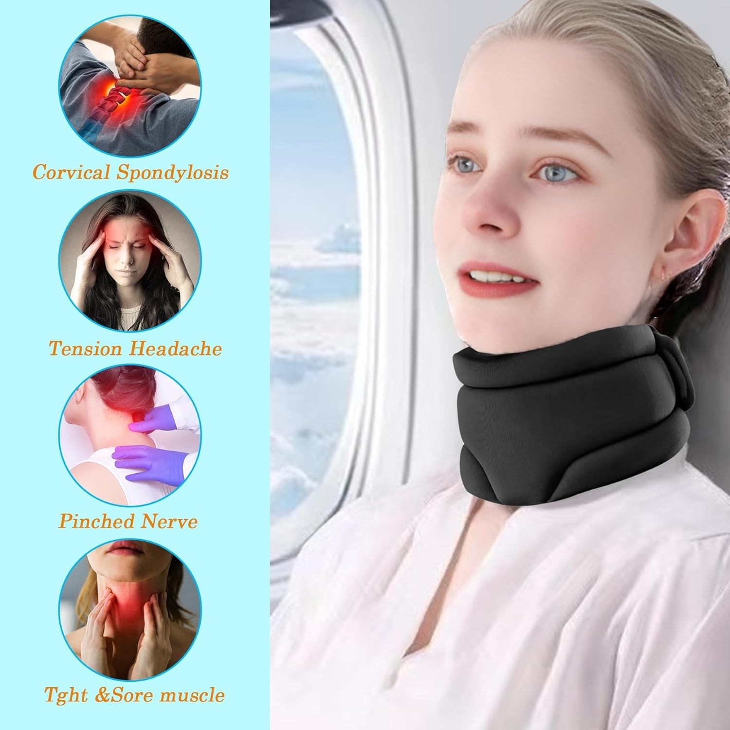 Neck Pain Relief Neck Collar, Pain-Relieving Soft Foam Neck Brace, Adjustable Ne