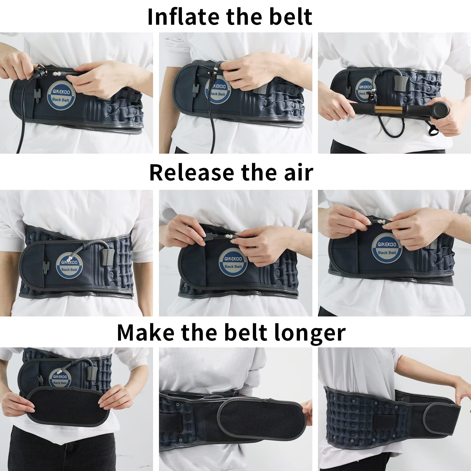 GINEKOO Decompression Back Belt Spinal Air Traction Belt for Lumbar Support and