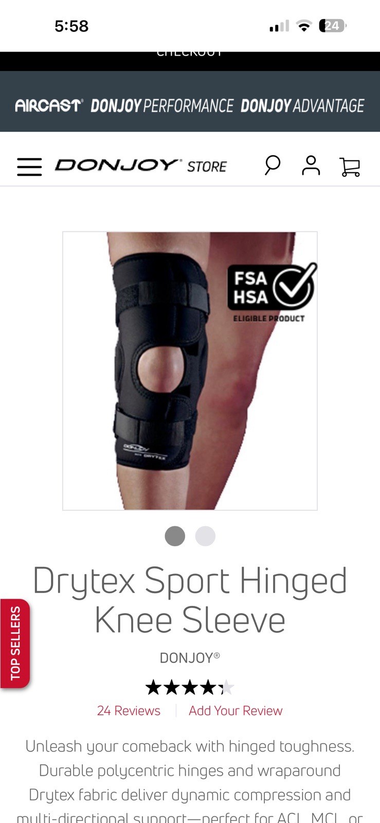 donjoy drytex hinged knee brace S