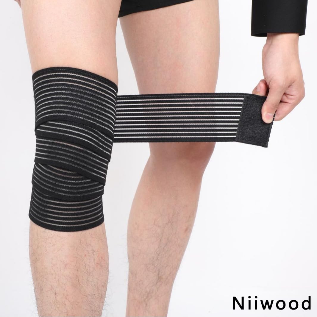 Extra Long Elastic Knee Wrap Compression Bandage Brace Support for Legs, Plan…