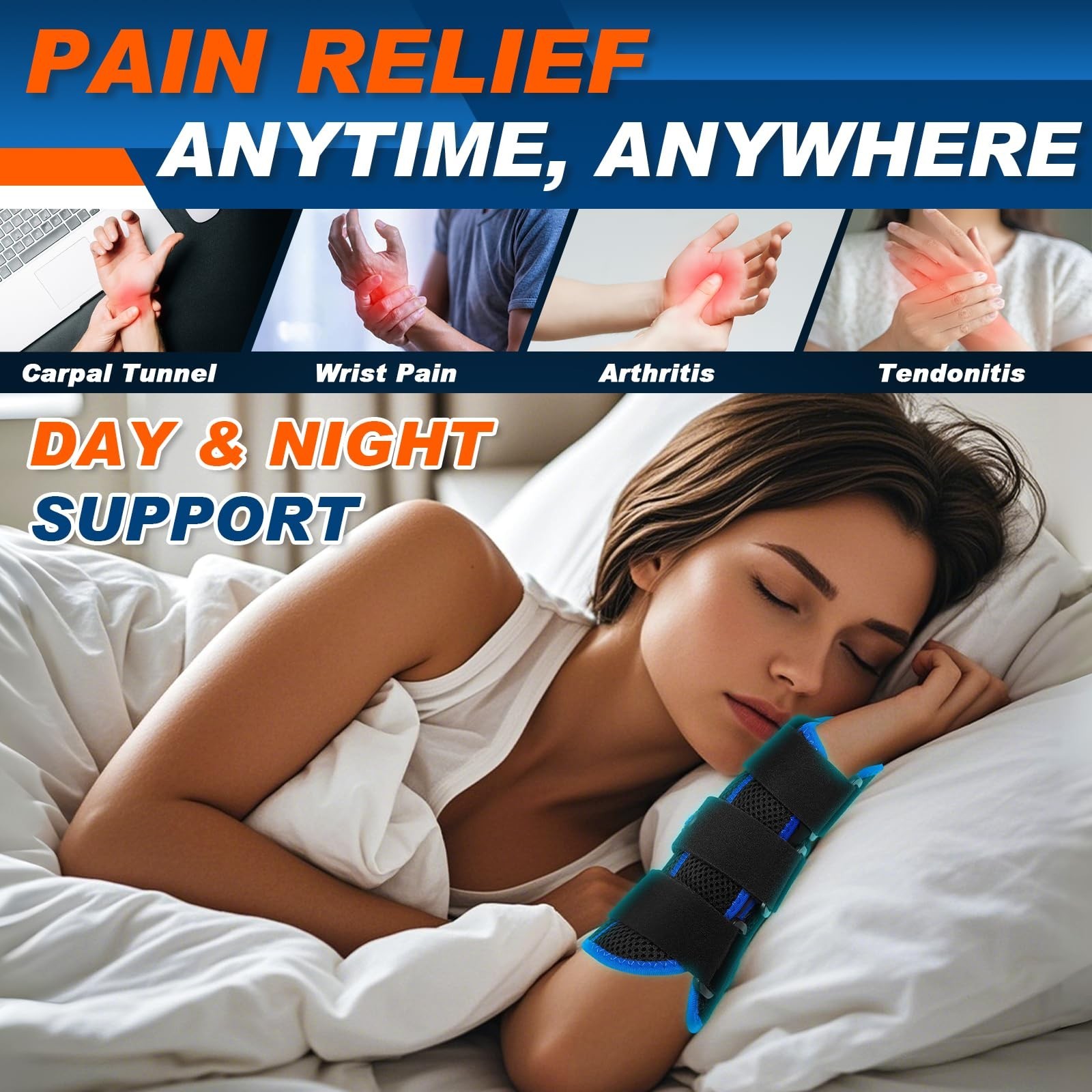 Thumb Spica Splint Right Hand,Carpal Tunnel Wrist Brace Night Support for De …