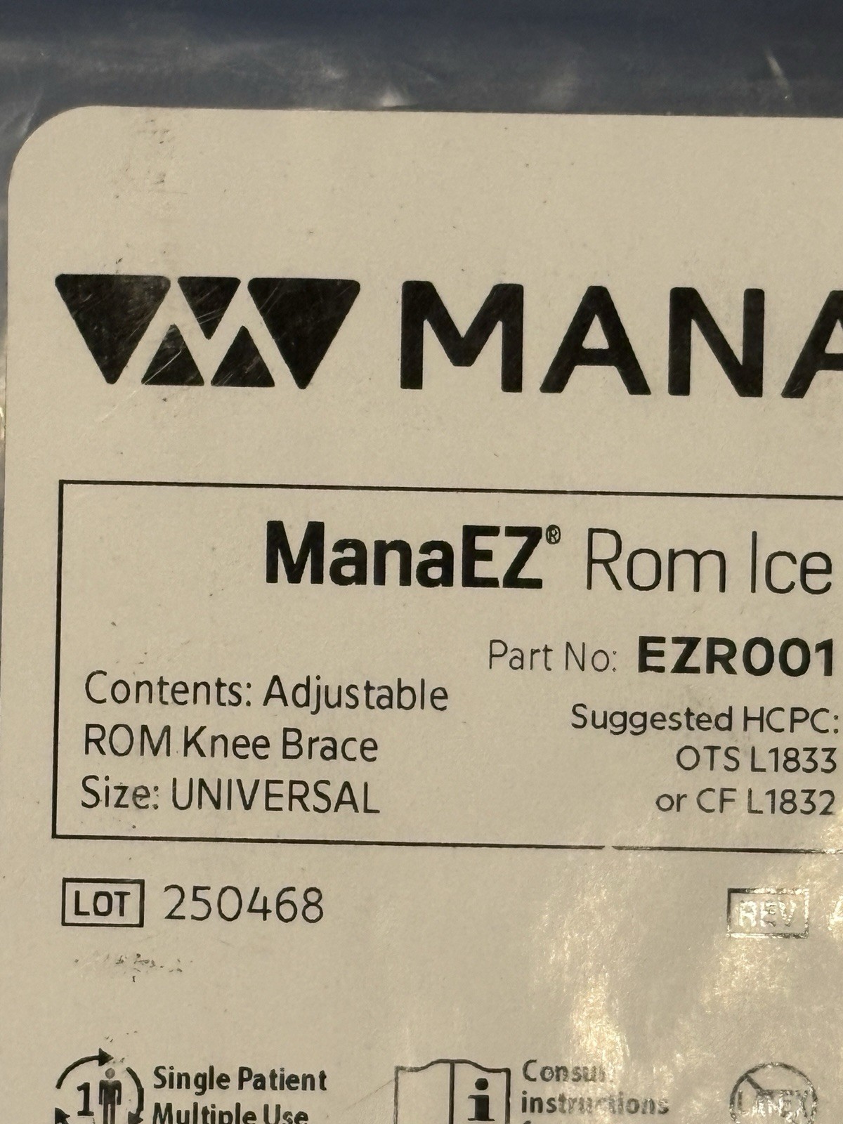 ManaEZ Rom Ice EZR001 MANAMED Adjustable Universal ROM Knee Brace